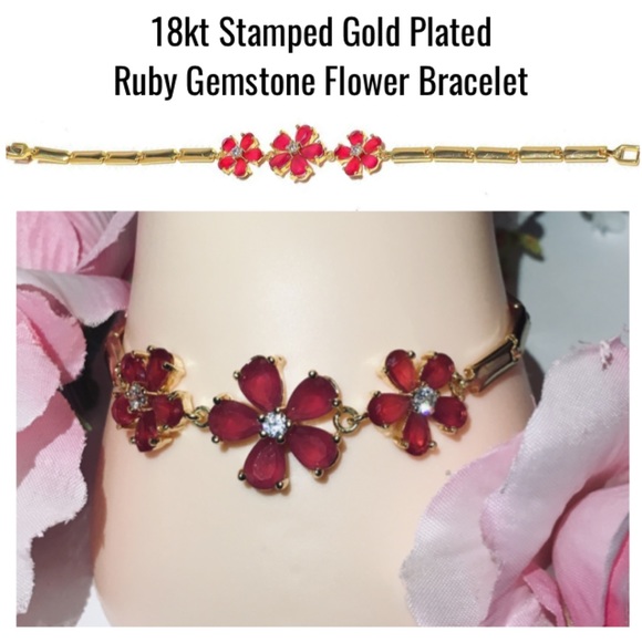 Black Onyx & Ruby Handmade 18kt Gold Bracelet Set - Picture 2 of 7